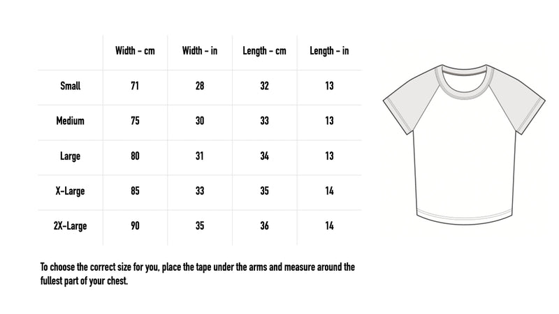 Size chart for SPLAT! Vintage Crop T-Shirt - Ladies